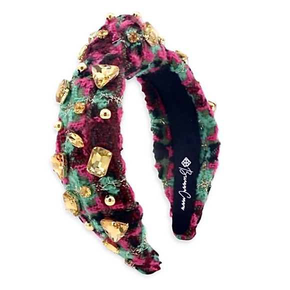 Brianna Cannon Tweed Headband Green Multi colored Crystals & Beads New - Picture 10 of 16